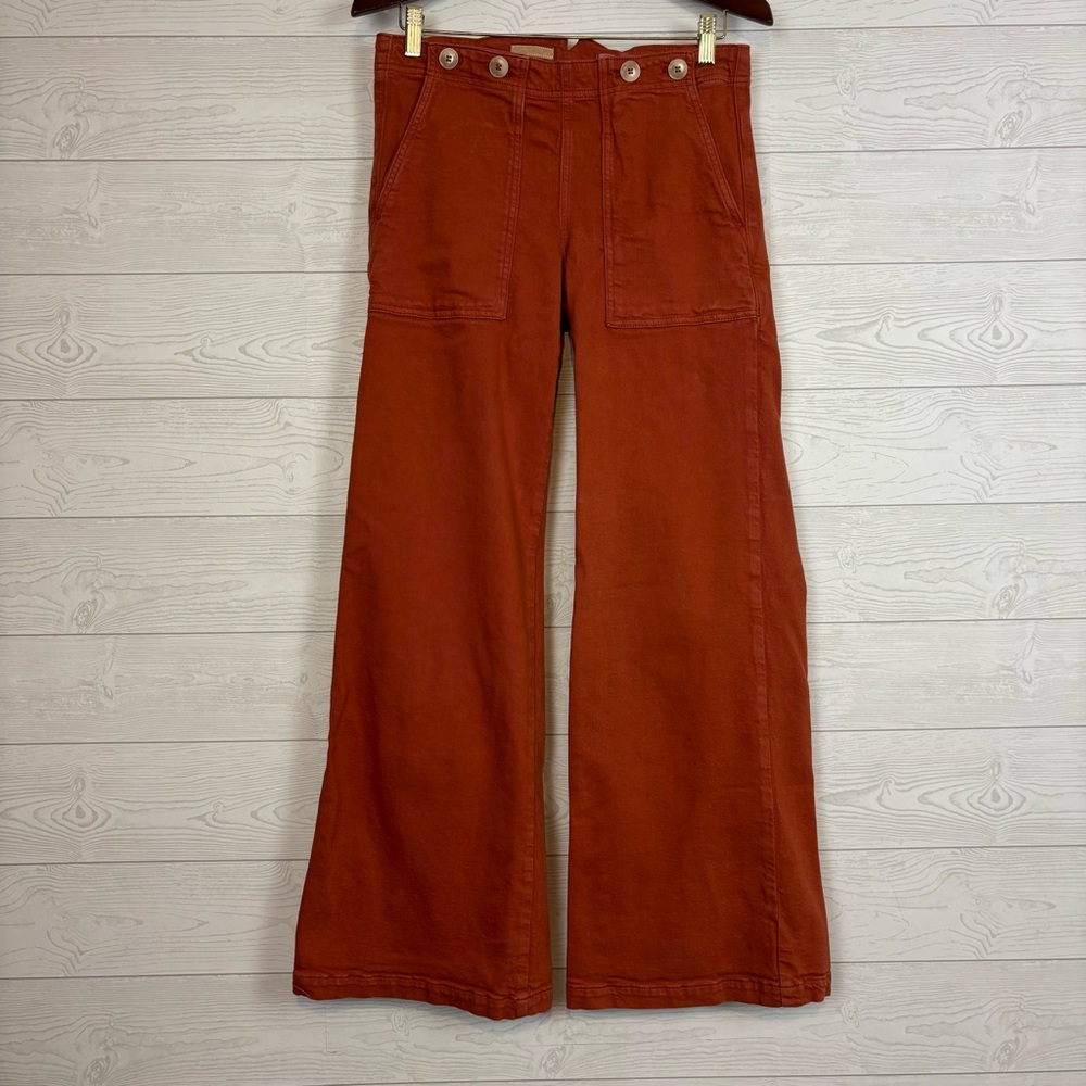 Pilcro Wide Leg Cargo Pants in Rust - Picture 3 of 13